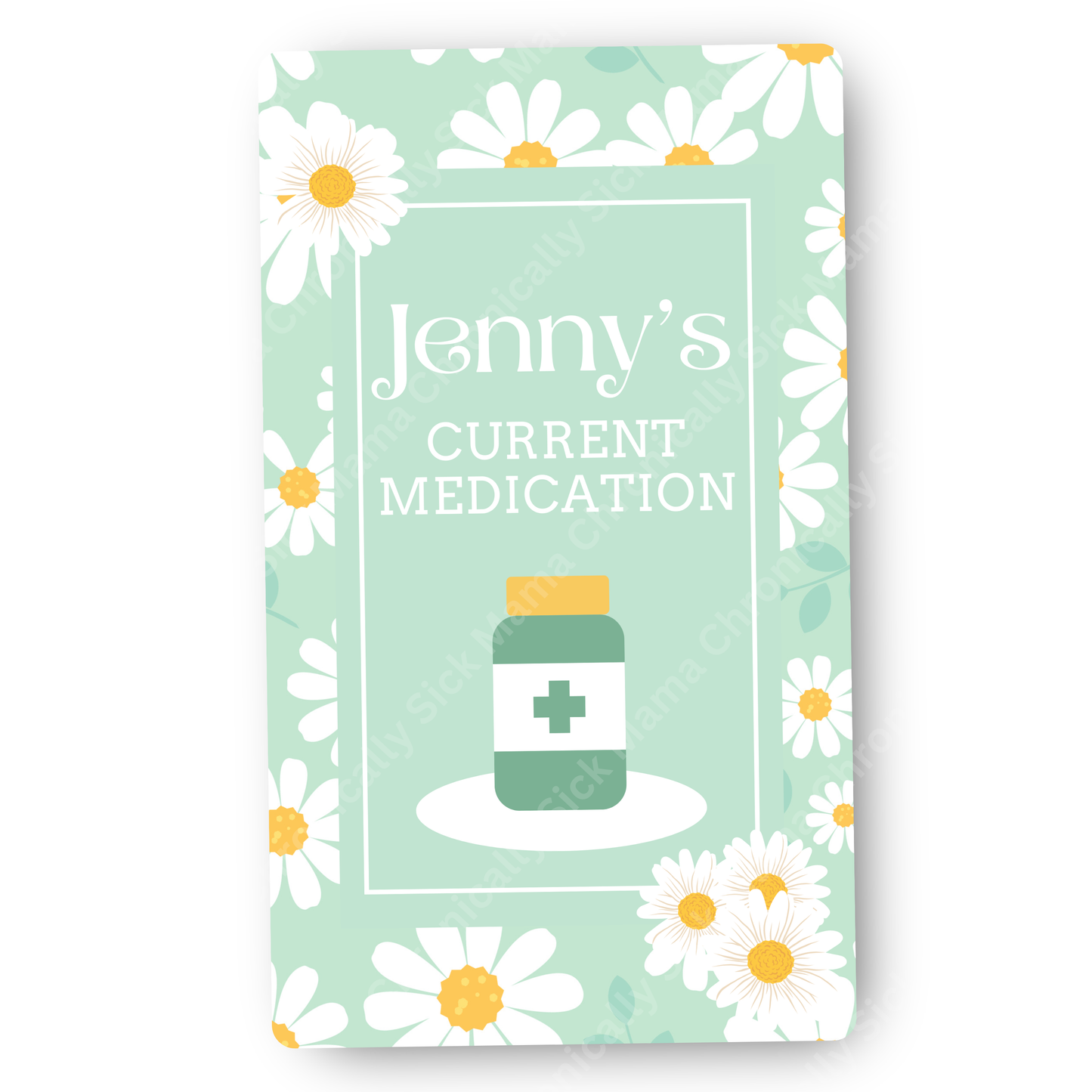Mint Daisy Floral | Medical And Medication Cards | List Your Medical Conditions And Medication And Never Forget Them