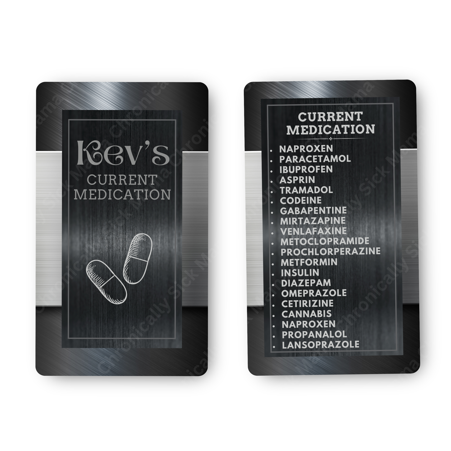 Black Steel | Medical And Medication Cards | List Your Medical Conditions And Medication And Never Forget Them