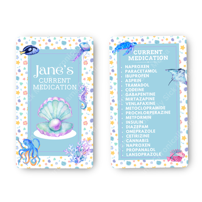 Ocean Design | Medical And Medication Cards | List Your Medical Conditions And Medication And Never Forget Them