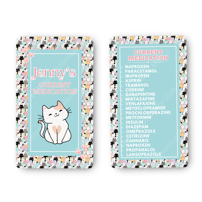 Cat Army Design | Medical And Medication Cards | List Your Medical Conditions And Medication And Never Forget Them