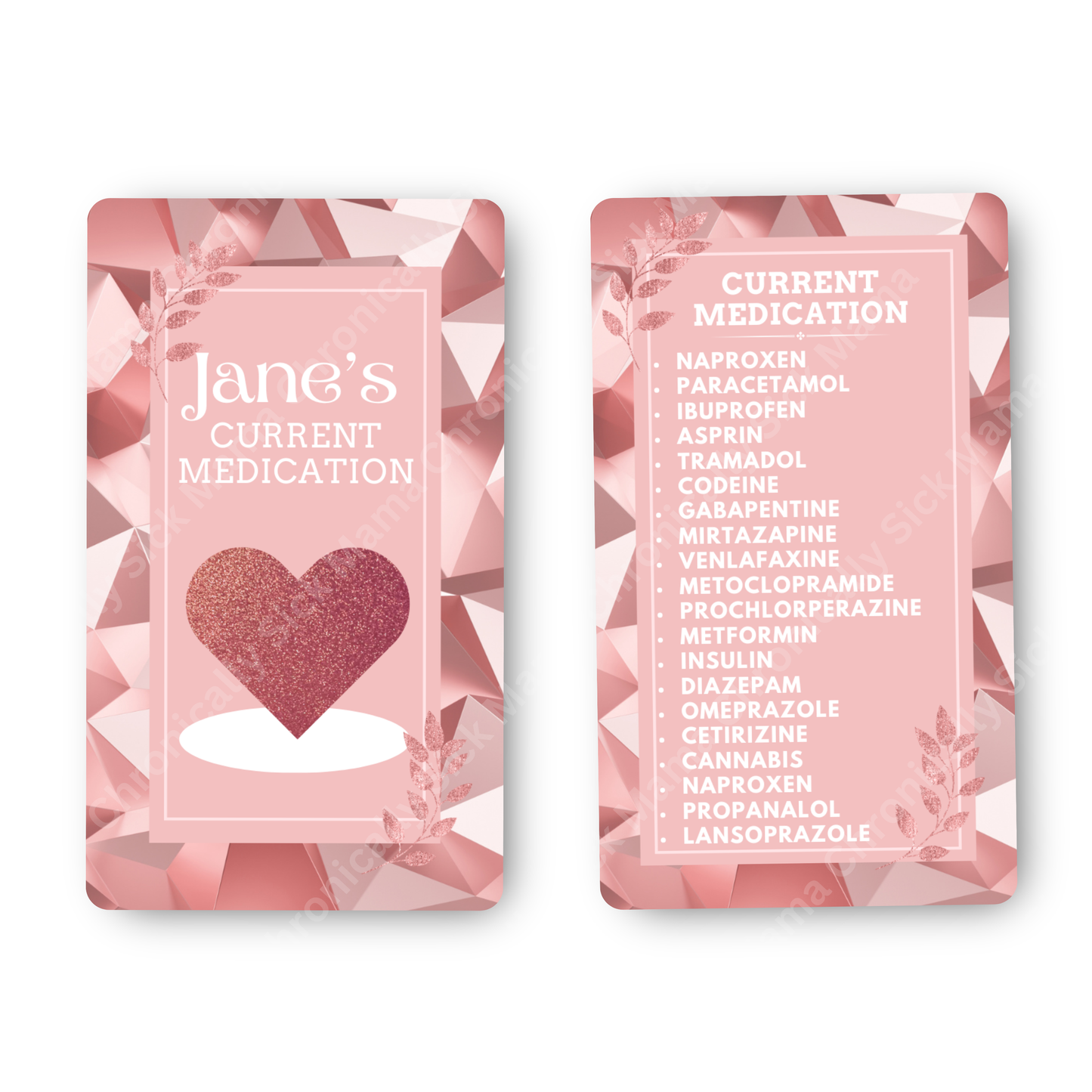 Rose Gold Design | Medical And Medication Cards | List Your Medical Conditions And Medication And Never Forget Them