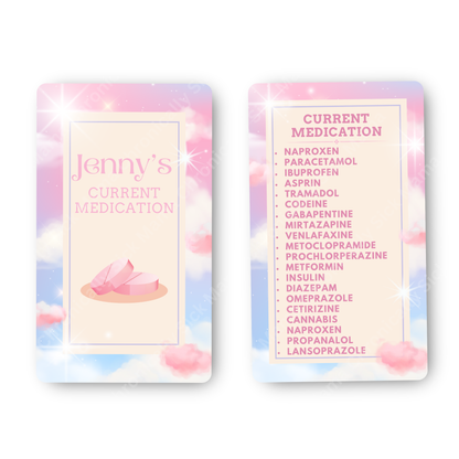 Stars And Clous Design | Medical And Medication Cards | List Your Medical Conditions And Medication And Never Forget Them