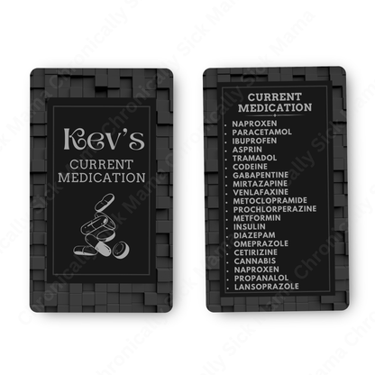 Black Block Geometric | Medical And Medication Cards | List Your Medical Conditions And Medication And Never Forget Them