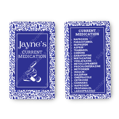 Santorini Blue Design | Medical And Medication Cards | List Your Medical Conditions And Medication And Never Forget Them