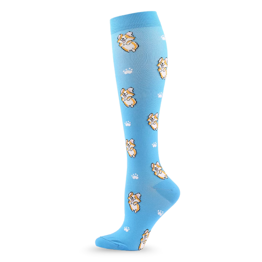 Blue Corgi Cute Dog Compression Socks | Cute Fun Non Medical | Unisex