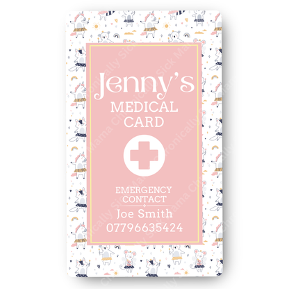 Kids Ballerina Design | Medical And Medication Cards | List Your Medical Conditions And Medication And Never Forget Them