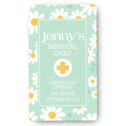 Mint Daisy Floral | Medical And Medication Cards | List Your Medical Conditions And Medication And Never Forget Them