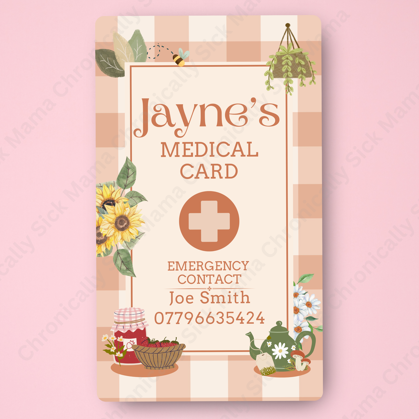 CUSTOMIZED Waterproof Medical Conditions Card SINGLE - Cottage Core Dreams