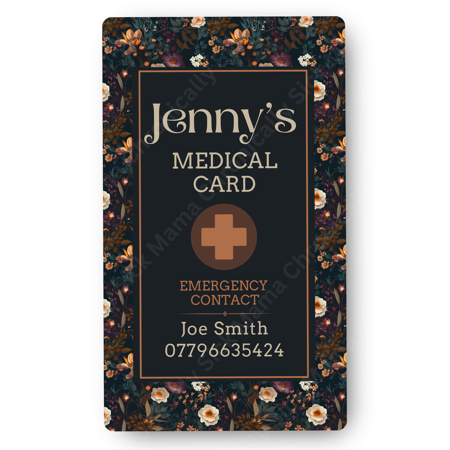 Autumnal Fall Orange And Black Floral | Medical And Medication Cards | List Your Medical Conditions And Medication And Never Forget Them