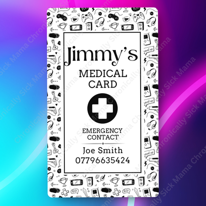 CUSTOMIZED Waterproof Medical Conditions Card SINGLE - Gamer