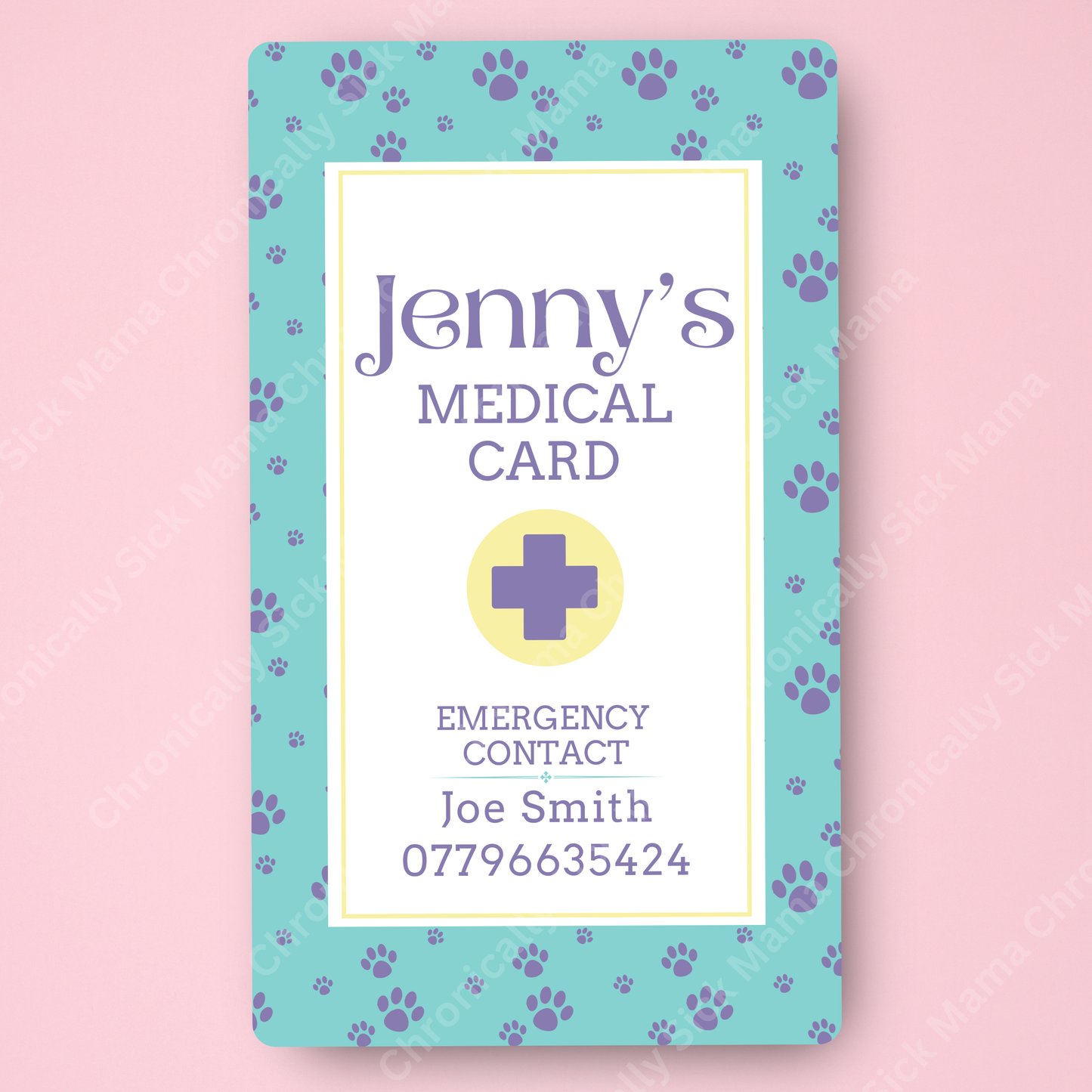 CUSTOMIZED Waterproof Medical Conditions Card SINGLE - Paddy Paws