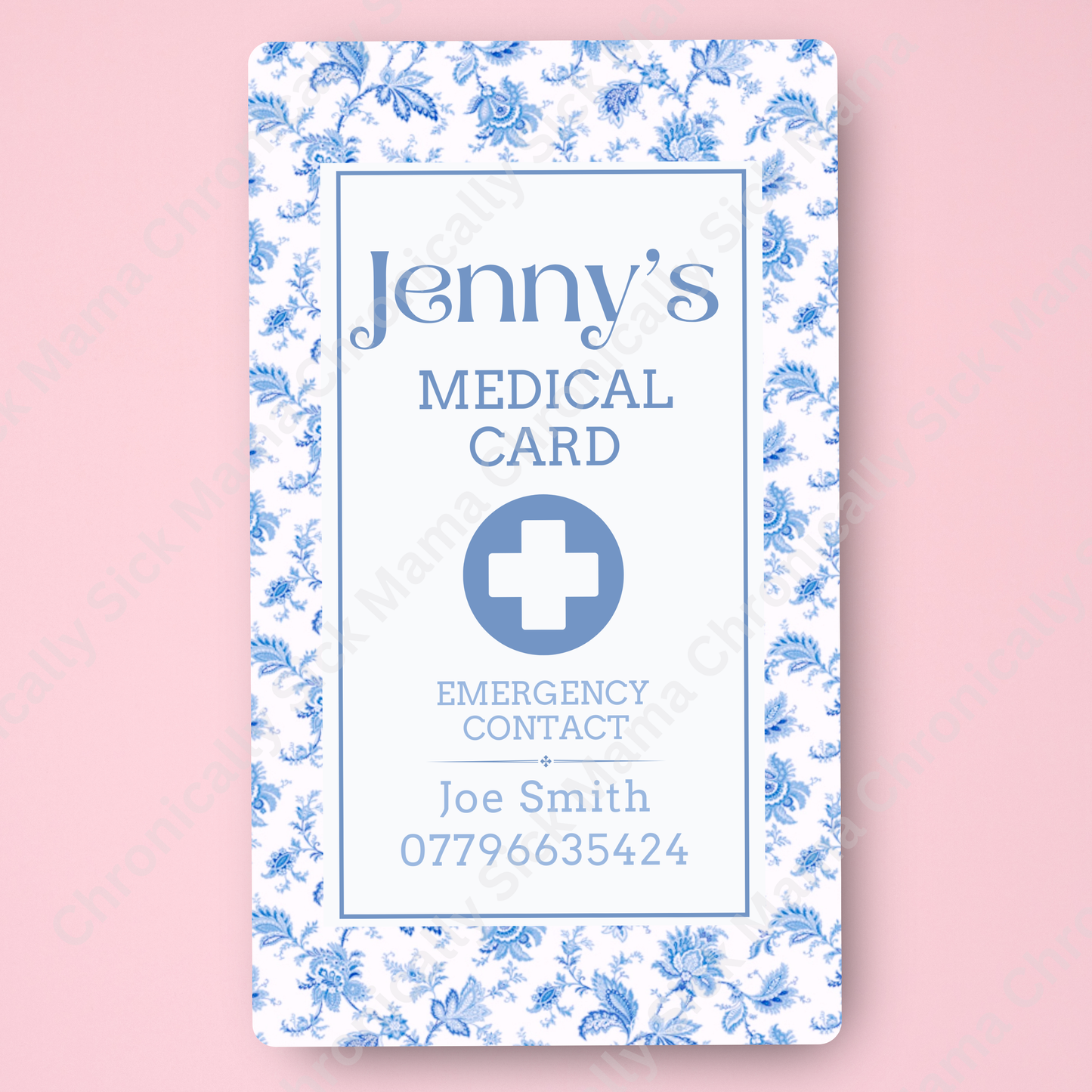 CUSTOMIZED Waterproof Medical Conditions Card SINGLE - Regal Blue