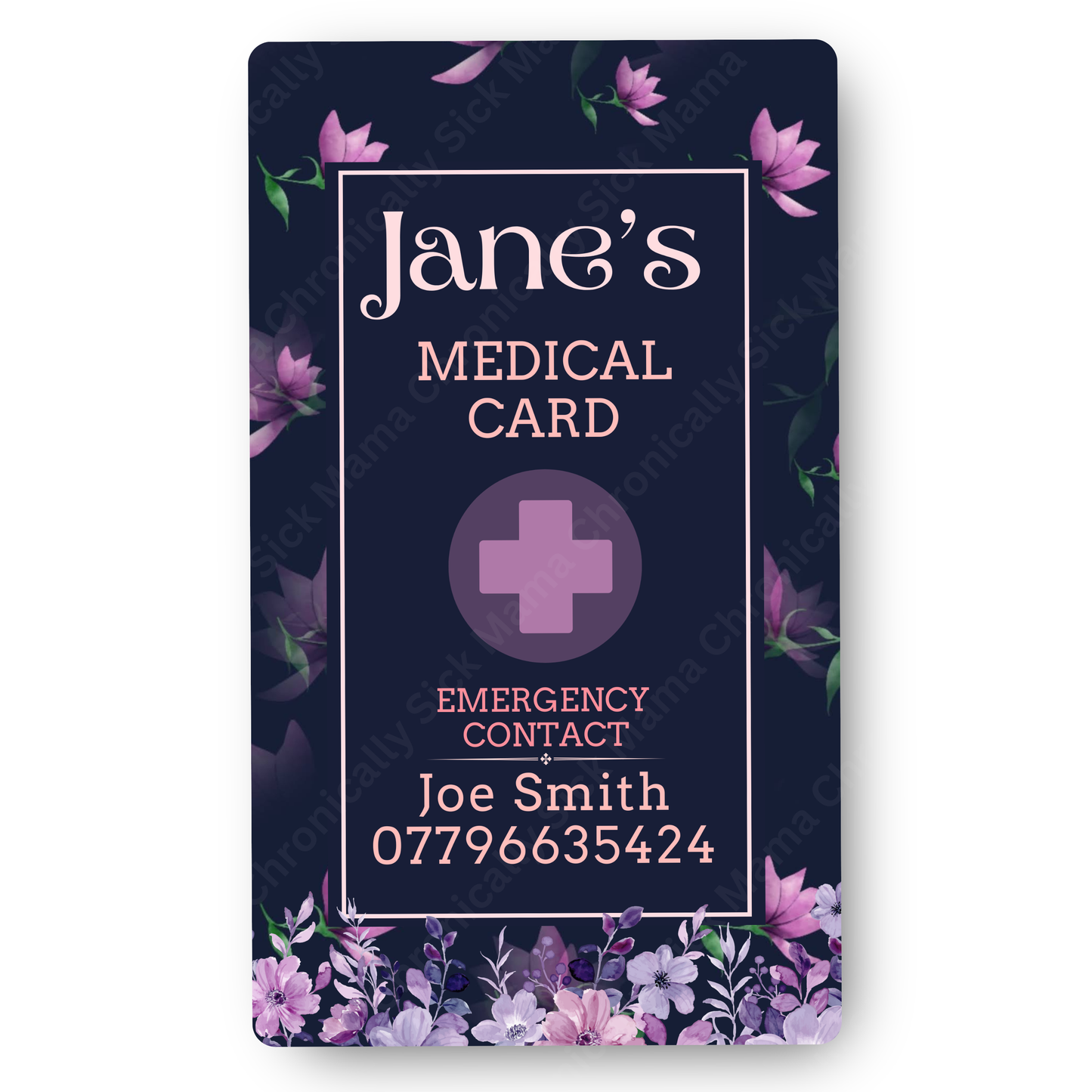 Purple Floral | Medical And Medication Cards | List Your Medical Conditions And Medication And Never Forget Them