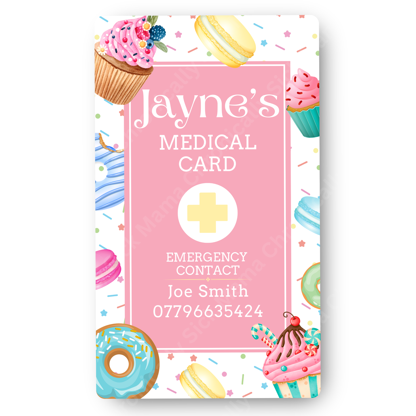 Sweet Treats Cake Design | Medical And Medication Cards | List Your Medical Conditions And Medication And Never Forget Them