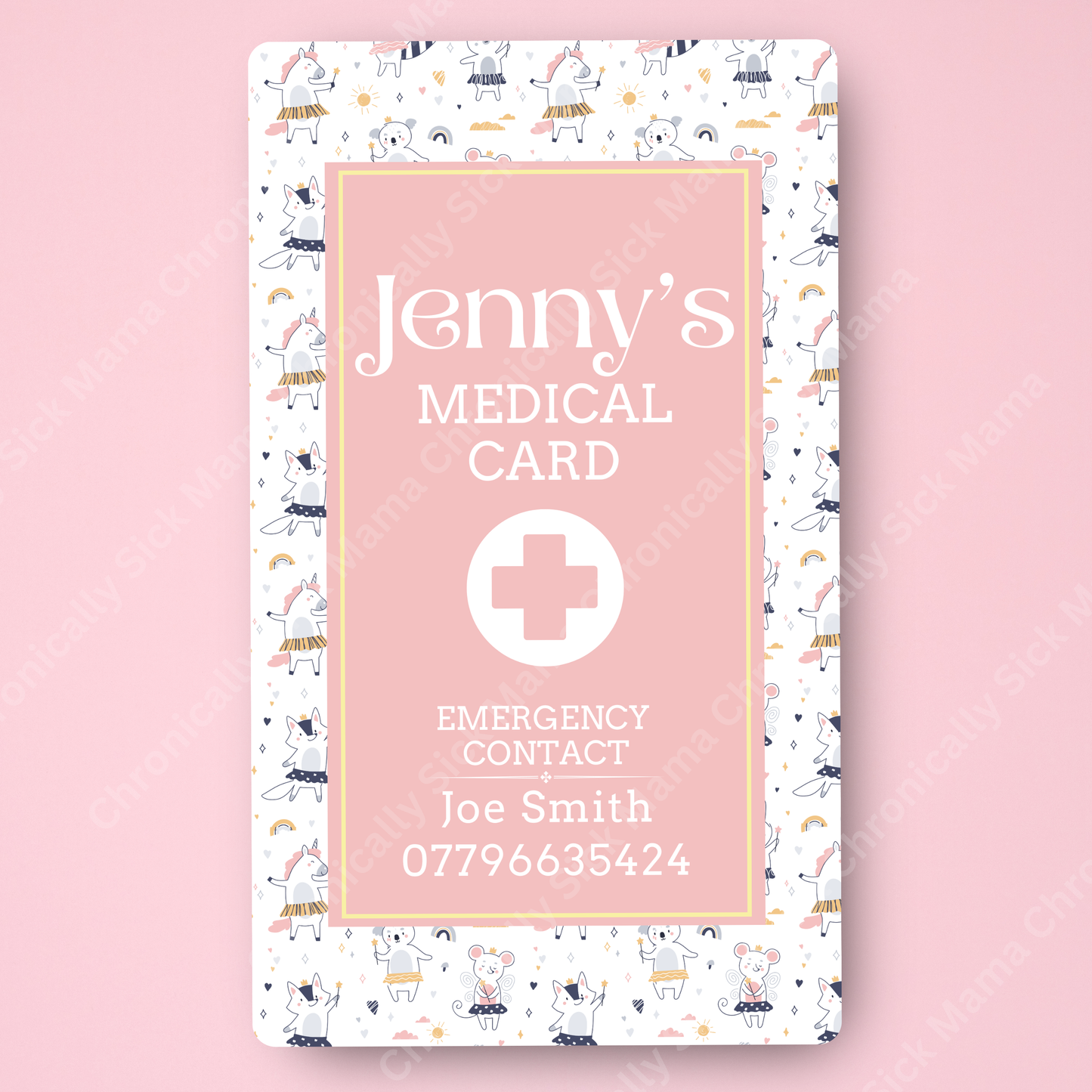 CUSTOMIZED Waterproof Medical Conditions Card SINGLE - TUTU BABY SPOONIE