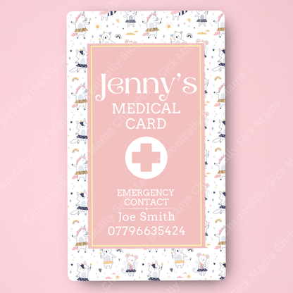 CUSTOMIZED Waterproof Medical Conditions Card SINGLE - TUTU BABY SPOONIE