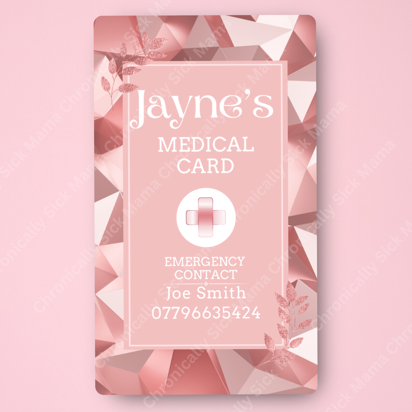 CUSTOMIZED Waterproof Medical Conditions Card SINGLE - Rose Gold