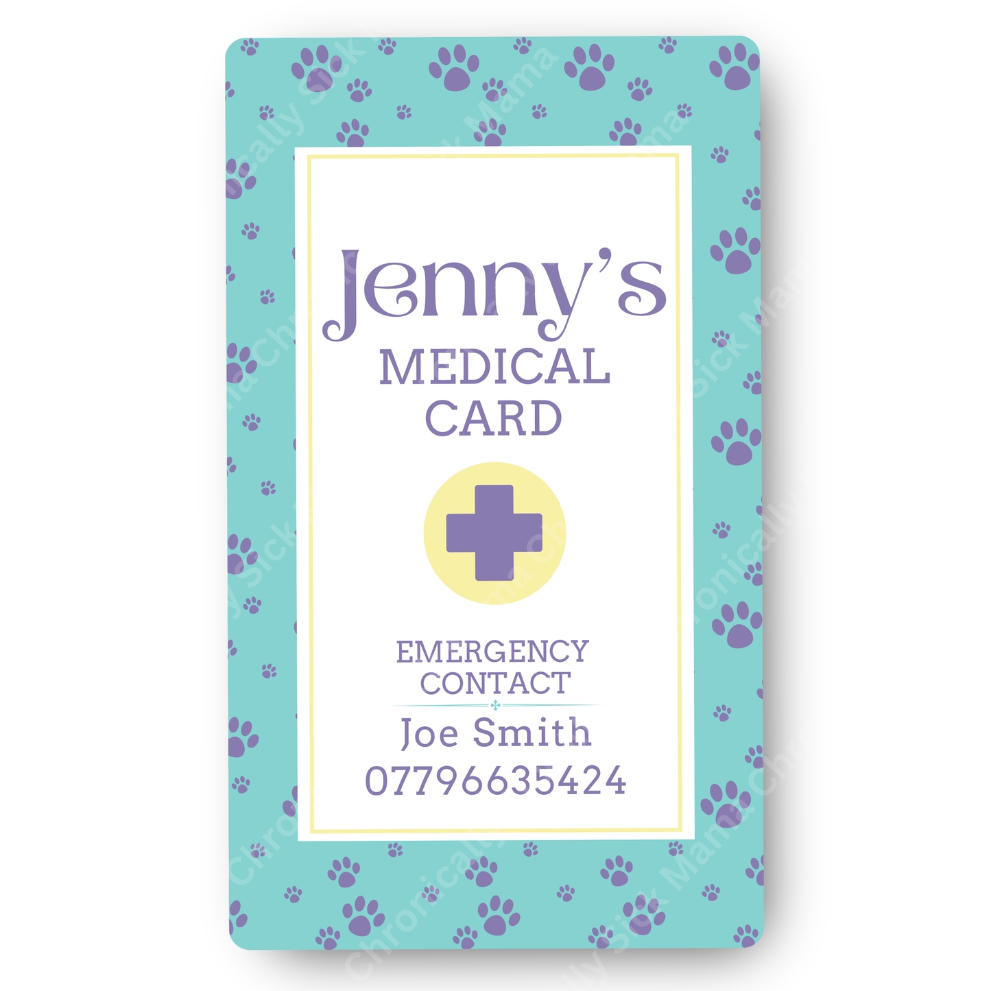 Paw Prints Design | Medical And Medication Cards | List Your Medical Conditions And Medication And Never Forget Them