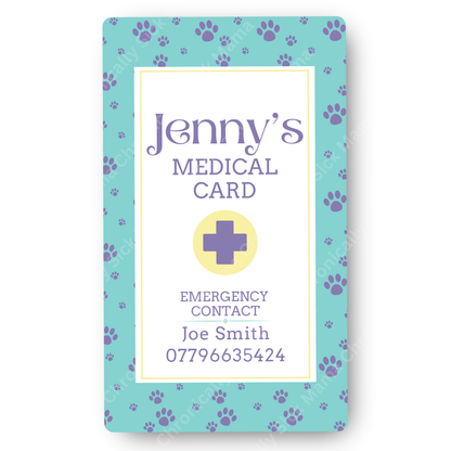Paw Prints Design | Medical And Medication Cards | List Your Medical Conditions And Medication And Never Forget Them
