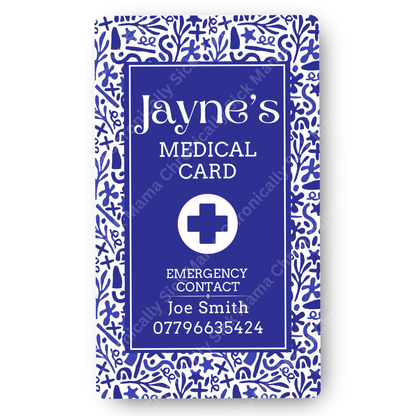 Santorini Blue Design | Medical And Medication Cards | List Your Medical Conditions And Medication And Never Forget Them