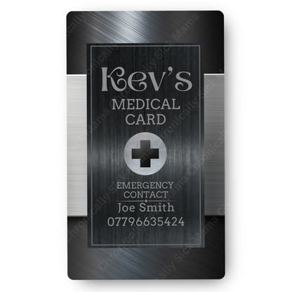 Black Steel | Medical And Medication Cards | List Your Medical Conditions And Medication And Never Forget Them