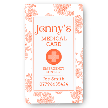 Orange And White | Medical And Medication Cards | List Your Medical Conditions And Medication And Never Forget Them