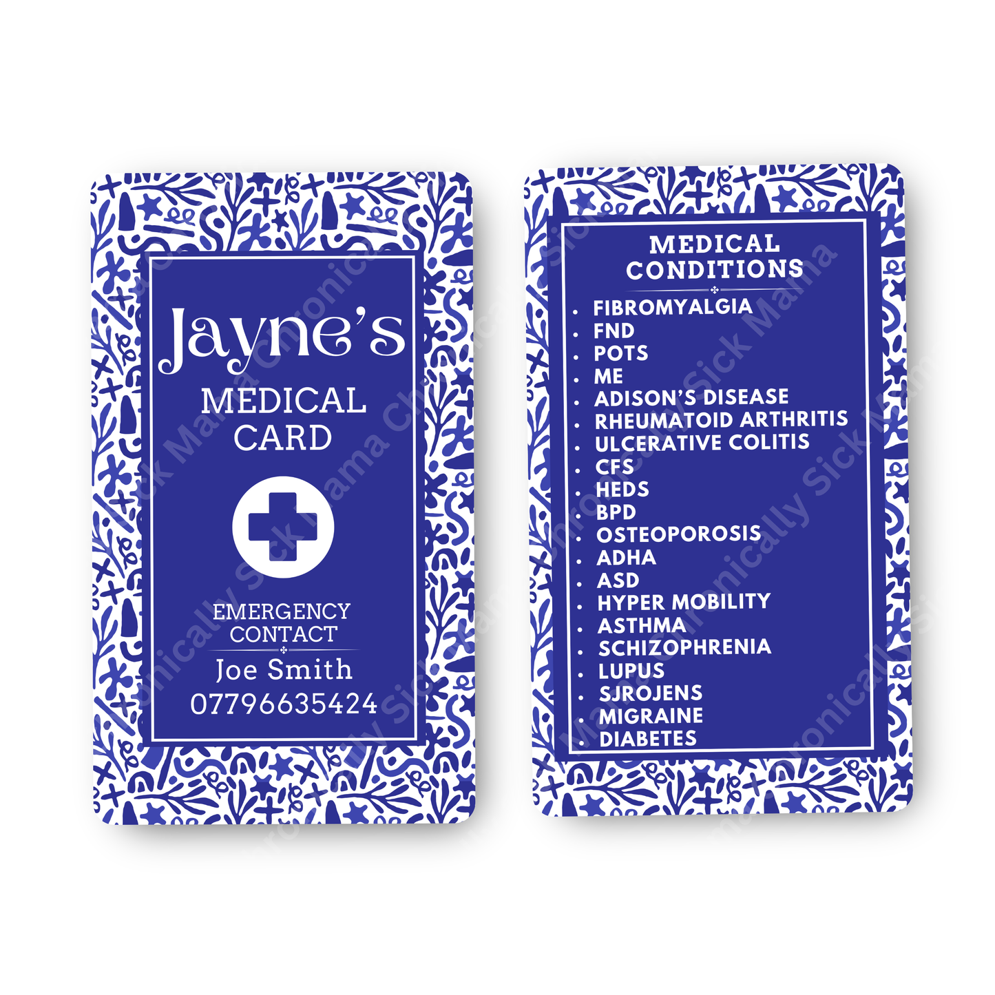 Santorini Blue Design | Medical And Medication Cards | List Your Medical Conditions And Medication And Never Forget Them