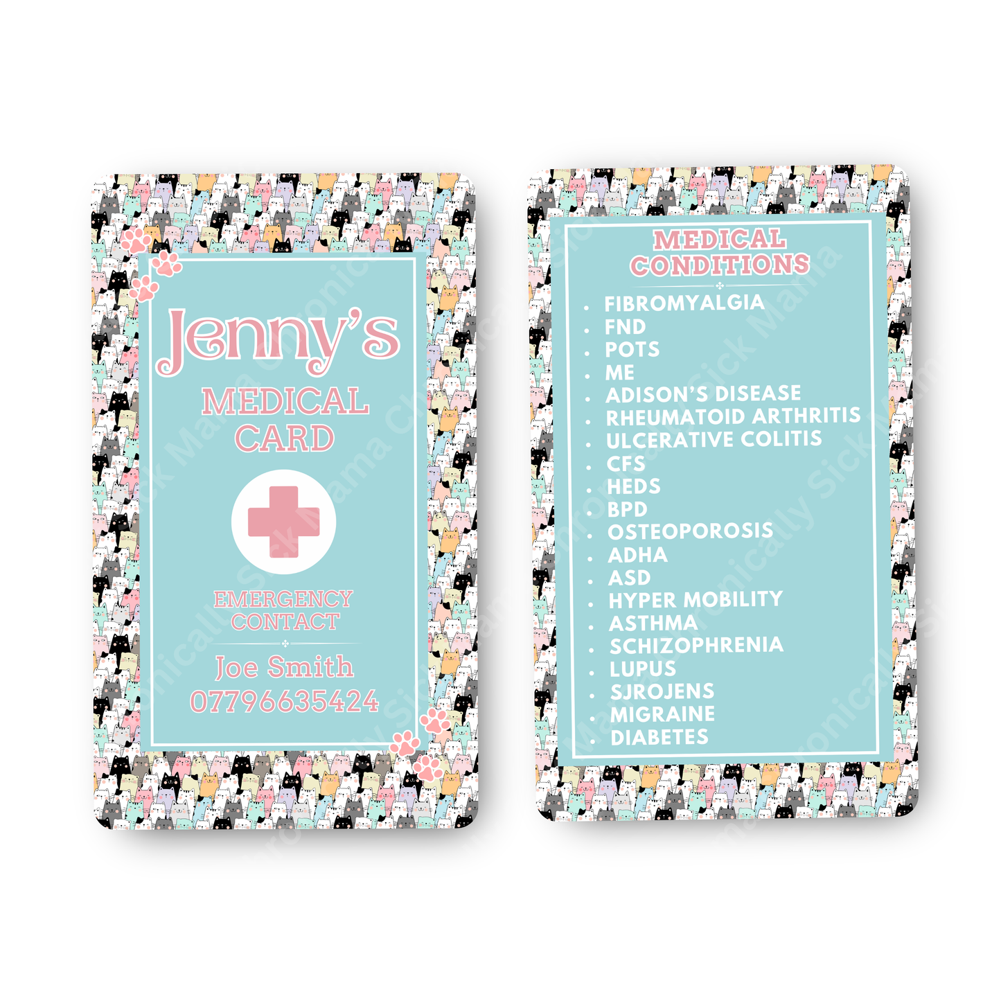 Cat Army Design | Medical And Medication Cards | List Your Medical Conditions And Medication And Never Forget Them