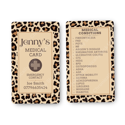 Leopard Print | Medical And Medication Cards | List Your Medical Conditions And Medication And Never Forget Them