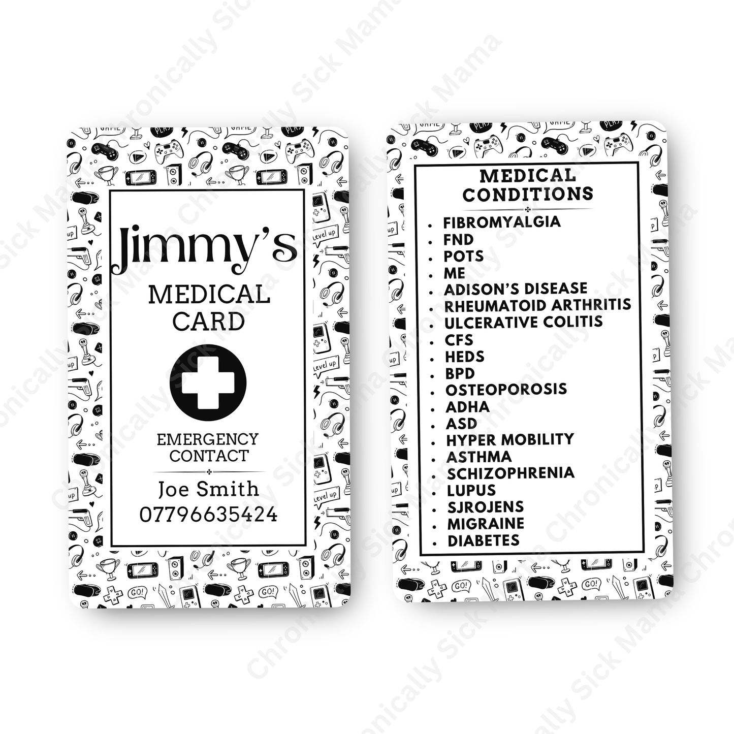 Gamer Design | Medical And Medication Cards | List Your Medical Conditions And Medication And Never Forget Them