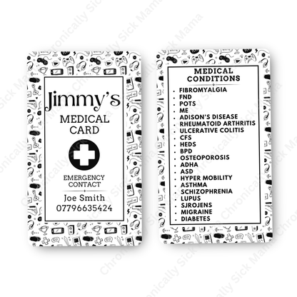 Gamer Design | Medical And Medication Cards | List Your Medical Conditions And Medication And Never Forget Them