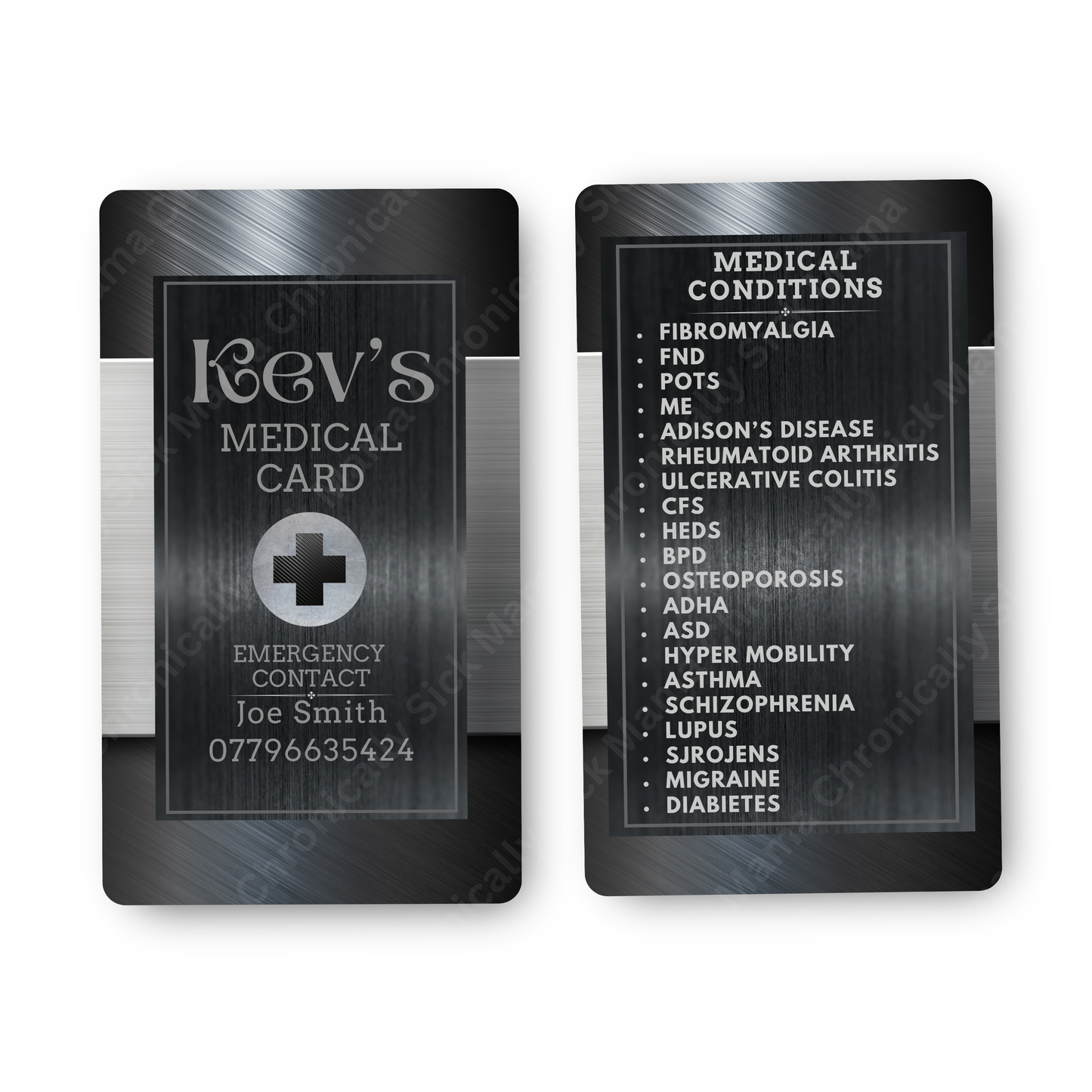 Black Steel | Medical And Medication Cards | List Your Medical Conditions And Medication And Never Forget Them