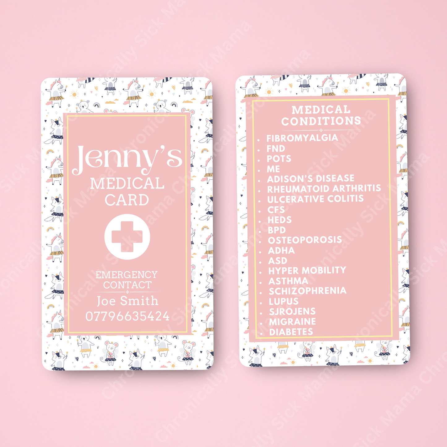 CUSTOMIZED Waterproof Medical Conditions Card SINGLE - TUTU BABY SPOONIE