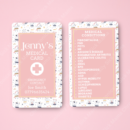 CUSTOMIZED Waterproof Medical Conditions Card SINGLE - TUTU BABY SPOONIE