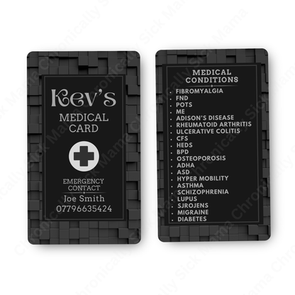 Black Block Geometric | Medical And Medication Cards | List Your Medical Conditions And Medication And Never Forget Them