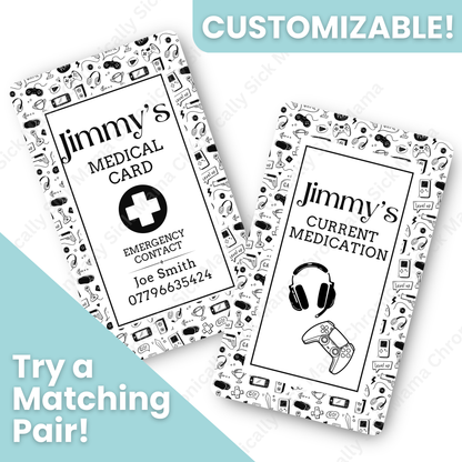 Gamer Design | Medical And Medication Cards | List Your Medical Conditions And Medication And Never Forget Them