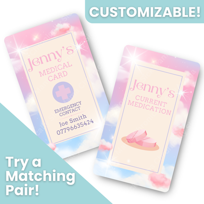 Stars And Clous Design | Medical And Medication Cards | List Your Medical Conditions And Medication And Never Forget Them