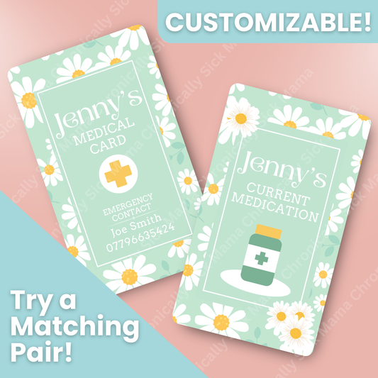 CUSTOMIZED Waterproof Medical Cards PAIR - Daisy Chain