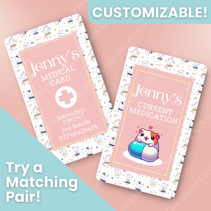 CUSTOMIZED Waterproof Medical Cards PAIR - TUTU BABY SPOONIES