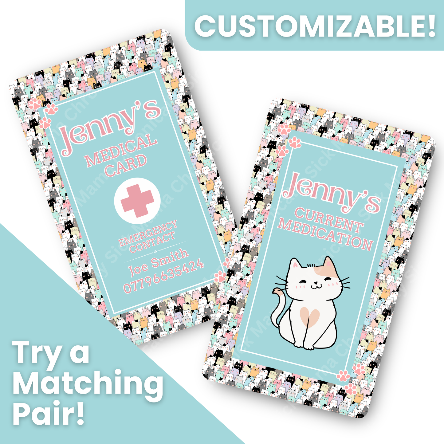 Cat Army Design | Medical And Medication Cards | List Your Medical Conditions And Medication And Never Forget Them