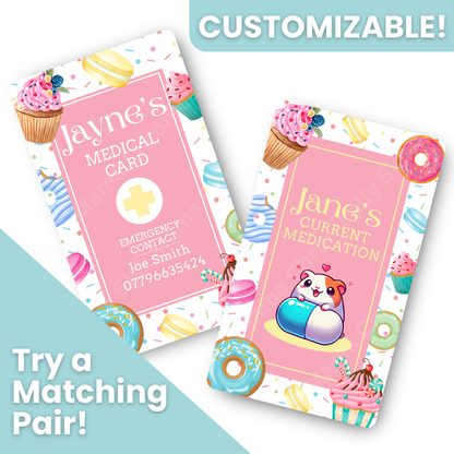 Sweet Treats Cake Design | Medical And Medication Cards | List Your Medical Conditions And Medication And Never Forget Them