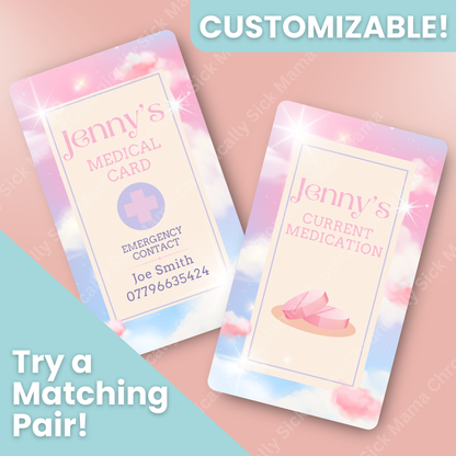 CUSTOMIZED Waterproof Medical Conditions Card SINGLE - Pink Skies