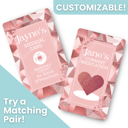 Rose Gold Design | Medical And Medication Cards | List Your Medical Conditions And Medication And Never Forget Them