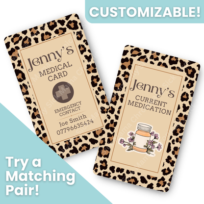 Leopard Print | Medical And Medication Cards | List Your Medical Conditions And Medication And Never Forget Them