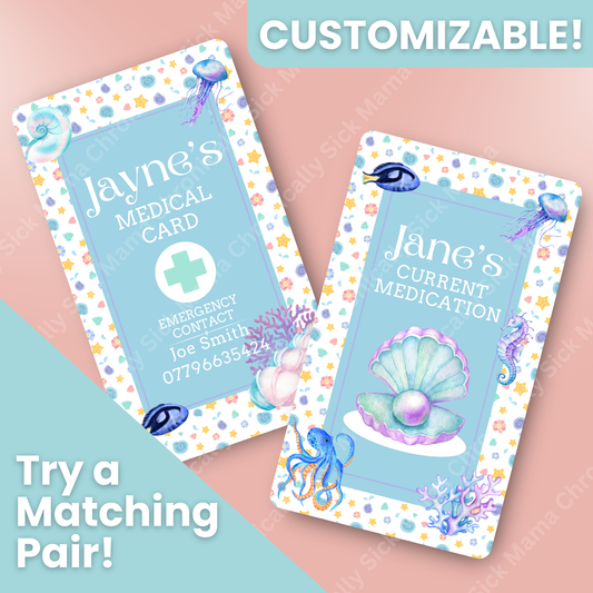 CUSTOMIZED Waterproof Medical Cards PAIR - Under The Sea