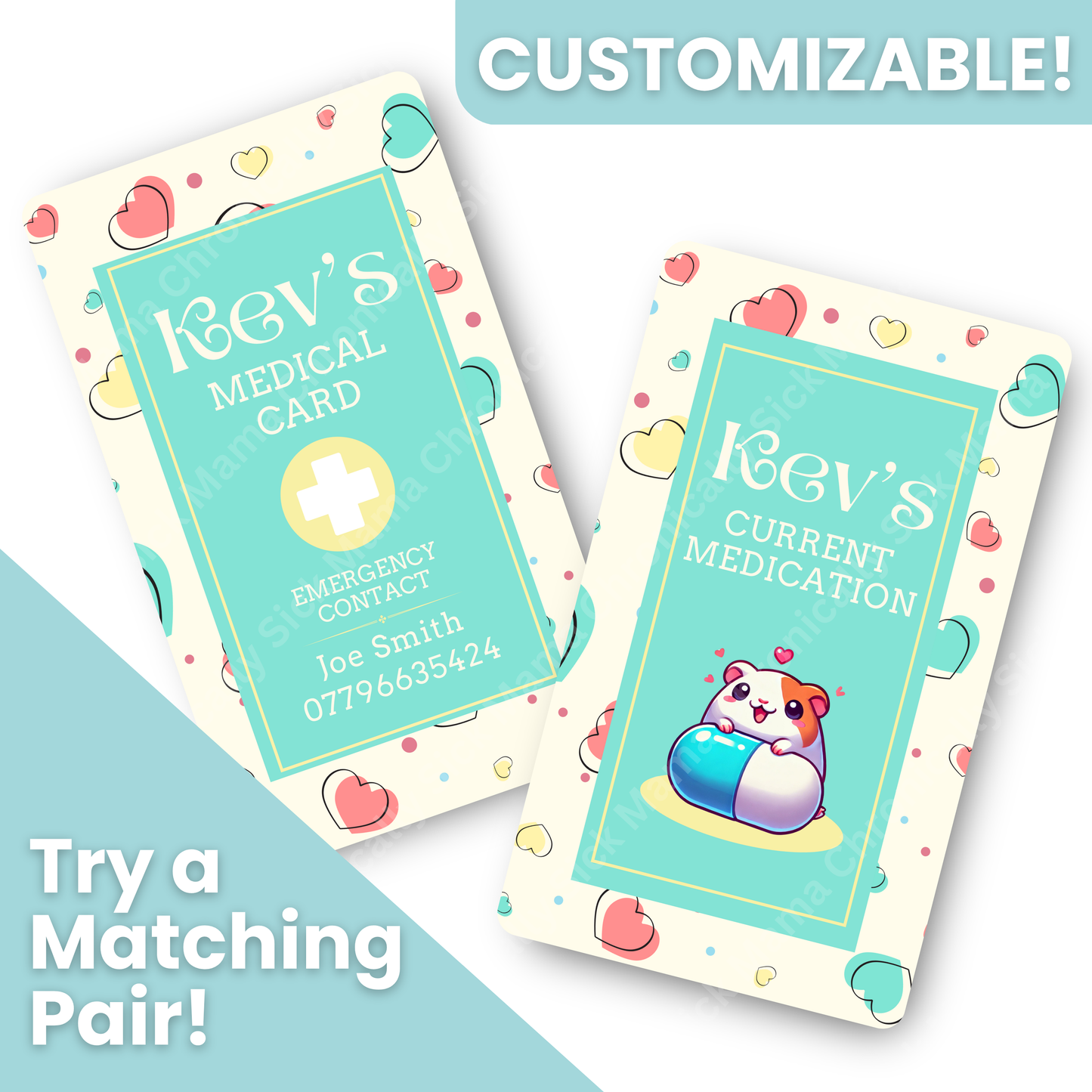 Yellow Hearts | Medical And Medication Cards | List Your Medical Conditions And Medication And Never Forget Them