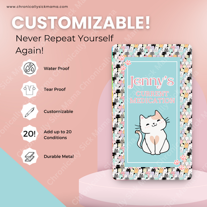Cat Army Design | Medical And Medication Cards | List Your Medical Conditions And Medication And Never Forget Them