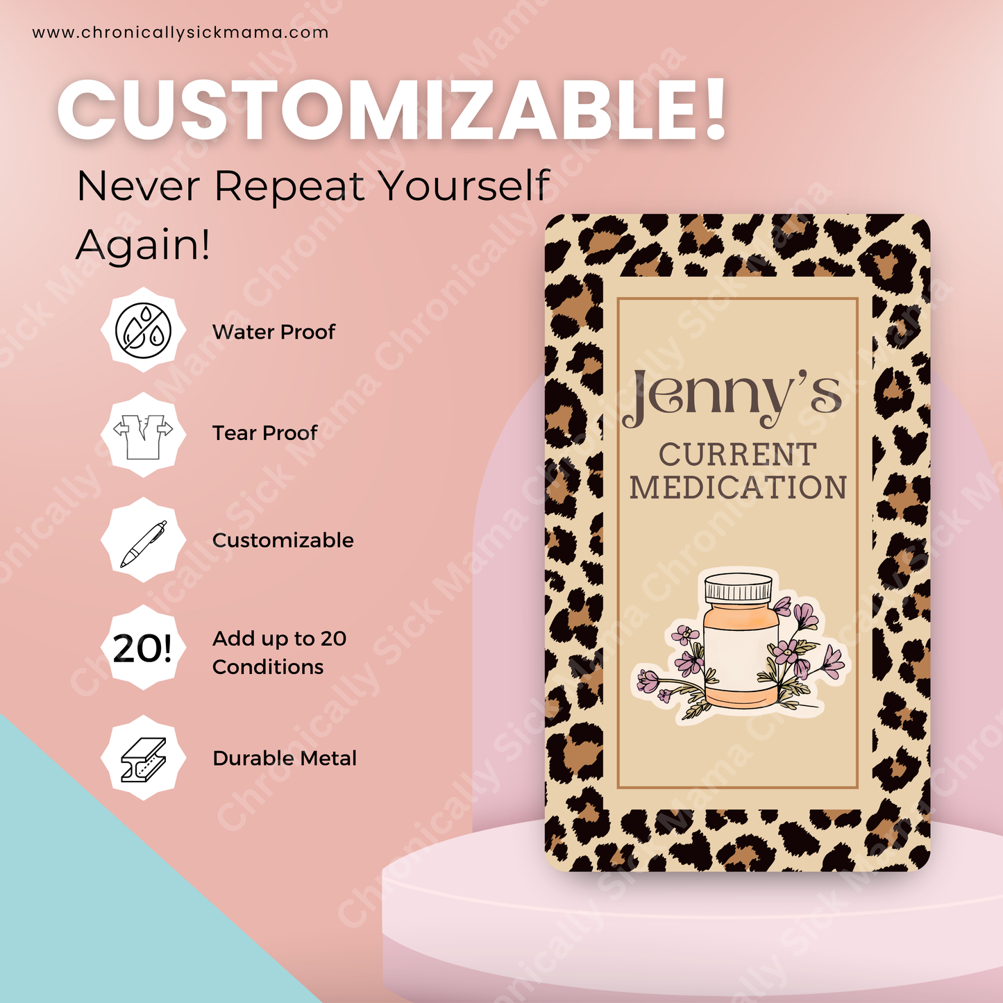 Leopard Print | Medical And Medication Cards | List Your Medical Conditions And Medication And Never Forget Them