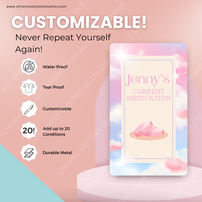 Stars And Clous Design | Medical And Medication Cards | List Your Medical Conditions And Medication And Never Forget Them