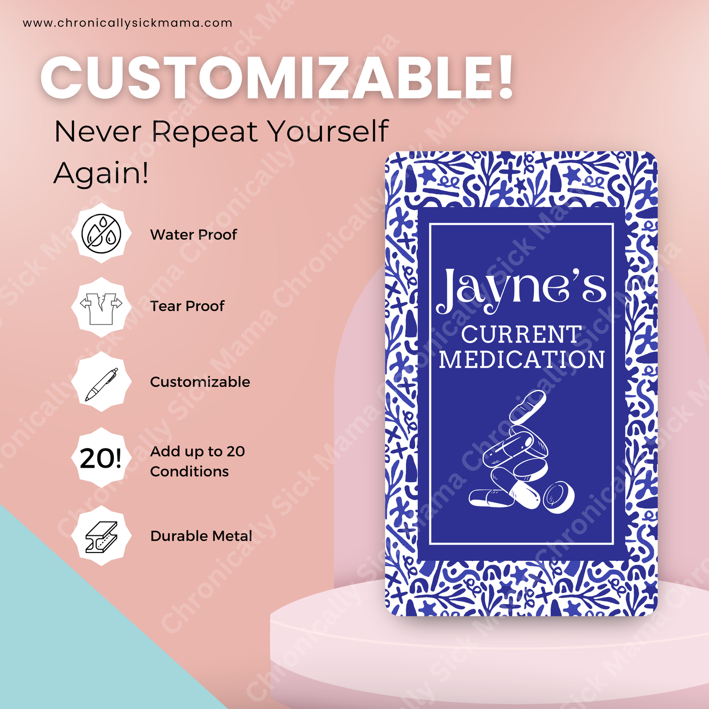Santorini Blue Design | Medical And Medication Cards | List Your Medical Conditions And Medication And Never Forget Them